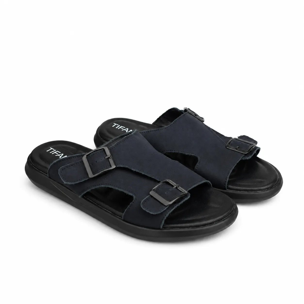 Sandales pour homme 035 noir daim nibique  miniature